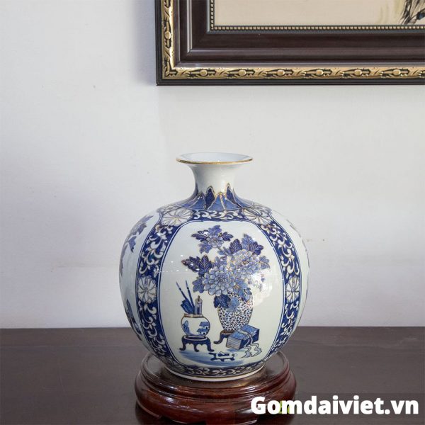 bình hút tài lộc tứ đồ 28 cm bát Tràng