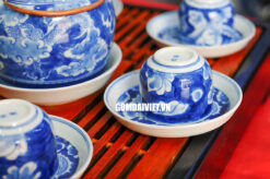 Bộ ấm chén men lam cổ