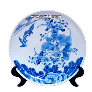 Đĩa sứ sen chim bát tràng