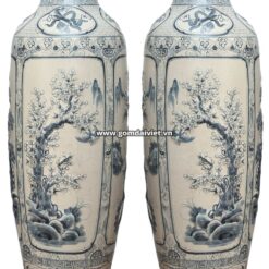 Lộc bình tứ cảnh đắp nổi Bát Tràng