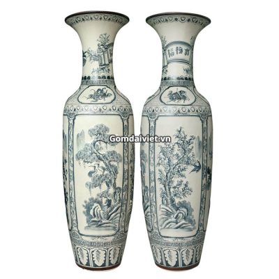 Lộc bình tứ cảnh đắp nổi Bát Tràng