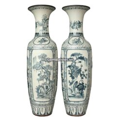 Lộc bình tứ cảnh đắp nổi Bát Tràng