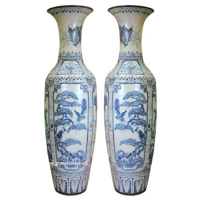 Lộc bình tứ cảnh men lam