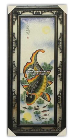 Tranh gốm lý ngư vọng nguyệt