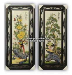 Tranh gốm tứ cảnh tùng cúc trúc mai