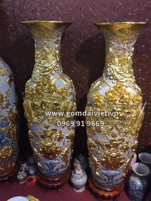 lộc bình Phúc mãn đường mạ vàng đắp nổi
