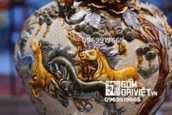 bình hút tài lộc đắp nổi mã đáo thành công