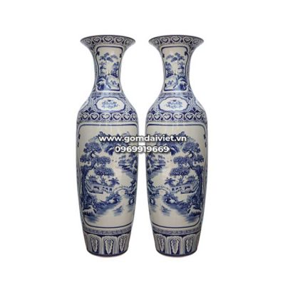 Lọ lộc bình sơn thuỷ hữu tình men lam
