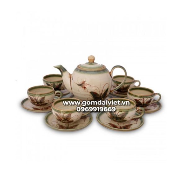 Ấm chén minh long vẽ chuồn khoai