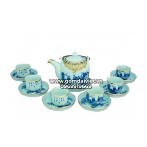 Bộ ấm chén dáng vại trúc lâm thất hiền