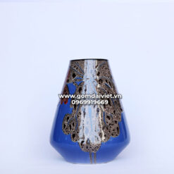 Lọ hoa dáng thấp vẽ sen