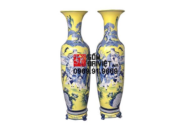 Lộc bình sứ men màu Phúc Lộc Thọ