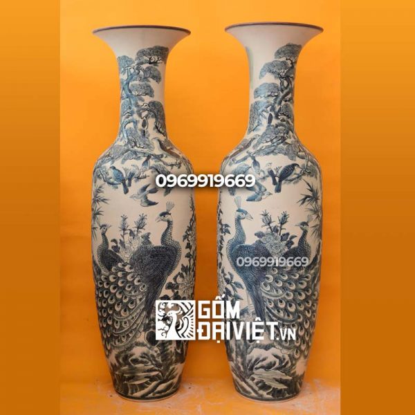 Lộc bình men rạn công danh phú quý đắp nổi 1m4 Bát Tràng