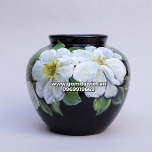 Vò lọ hoa tròn sơn mài 3D