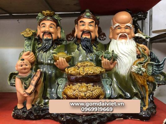 Tượng phúc lộc thọ gốm sứ bát tràng