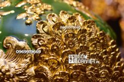 Bình hút tài lộc chim công men ngọc lục bảo dát vàng Bát Tràng