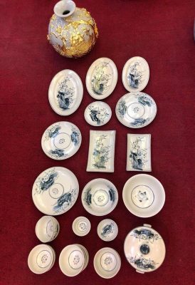 Bộ bát đĩa bát tràng men rạn giả cổ