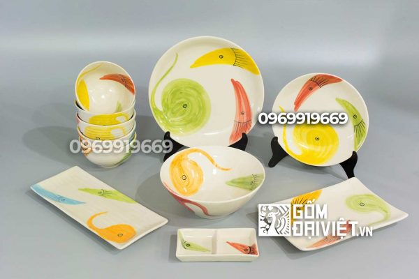 Bộ bát đĩa decor bát tràng