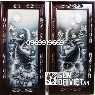 Tranh cá chép bát tràng tặng sếp nam