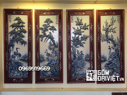quà tặng tân gia tranh tứ quý Bát Tràng