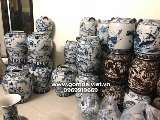 Bình sành sứ ngâm rượu ba kích