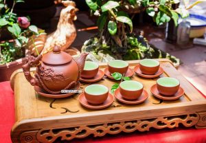 Bộ ấm chén tử sa hoa phù dung