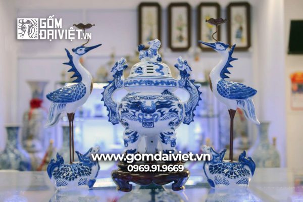 Bộ tam sự đắp nổi men lam giá rẻ