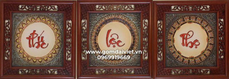 Tranh gốm Phúc Lộc Thọ