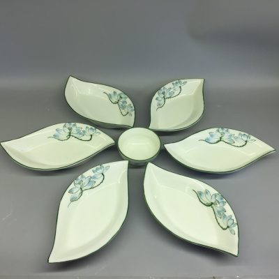 Bộ đĩa xoài 5 cánh vẽ sen