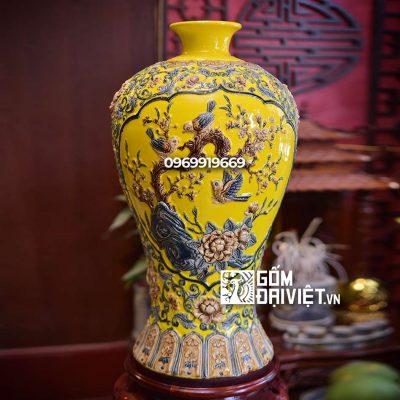 Mai bình tích lộc nhị cảnh màu vàng