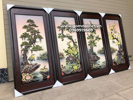 Tranh tứ quý Bát Tràng quà tặng sếp nữ