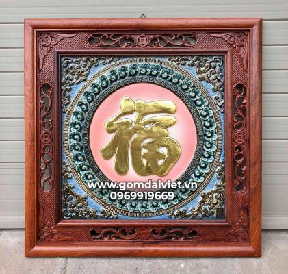 Tranh chữ Phúc dát vàng quà tặng sếp lên chức