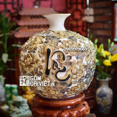 Bình hút lộc Phúc Lộc thọ vẽ vàng quà tặng sếp lên chức