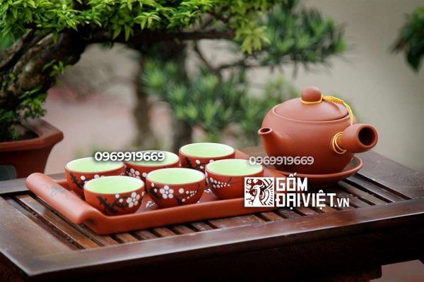 Ấm chén tử sa quai cầm quà tặng sếp lên chức