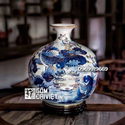 Bình hút tài lộc lý ngư vọng nguyệt quà tặng sếp về hưu