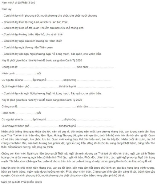 Bài văn khấn đêm giao thừa ngoài trời chính xác & chi tiết nhất