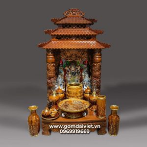 Bộ đồ thờ thần tài men Hoàng Thổ cao cấp Bát Tràng