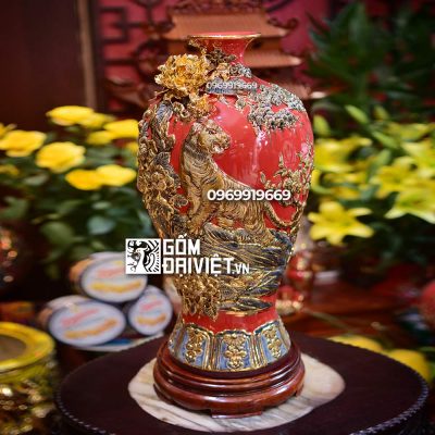 Mai bình tích lộc đắp nổi Hổ vẽ vàng quà tết cho sếp