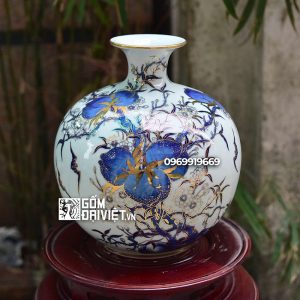 Bình hút tài lộc Phúc Thọ Khang Ninh vẽ vàng 24K Bát Tràng