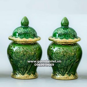 Chóe thờ cúng men xanh ngọc lục bảo H15cm