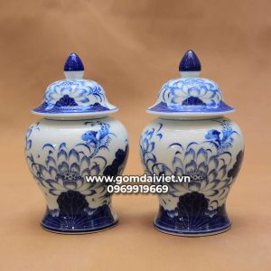 Chóe thờ men rong vẽ sen cao cấp Bát Tràng H17