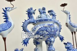 Bộ đỉnh hạc tam sự men lam