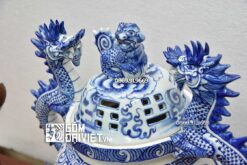 Bộ đỉnh hạc tam sự men lam