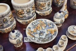 Bộ đồ thờ cúng gốm sứ men rạn đắp rồng