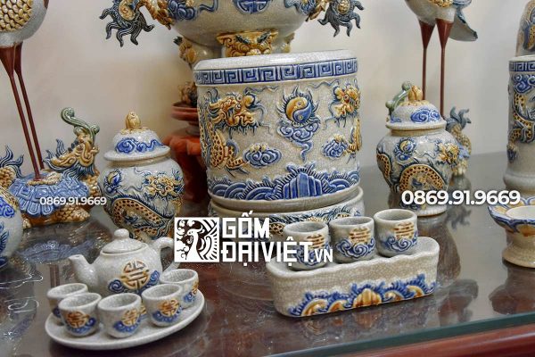 Bộ đồ thờ cúng Men Rạn đắp nổi 3D 1m2