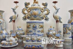 Bộ đồ thờ cúng Men Rạn đắp nổi 3D 1m2