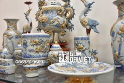 Bộ đồ thờ cúng Men Rạn đắp nổi 3D 1m2