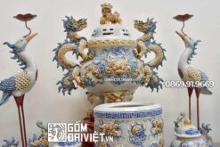 Bộ đồ thờ cúng Men Rạn đắp nổi 3D 1m2