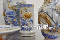 Bộ đồ thờ gia tiên men rạn nổi Bát Tràng 1m75