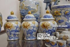 Bộ đồ thờ gia tiên men rạn nổi Bát Tràng 1m75